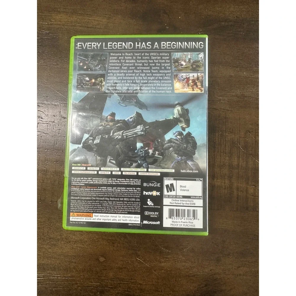 Halo Reach Xbox‎ 360 Microsoft Bungie 2010 First Person Shooter Video Game